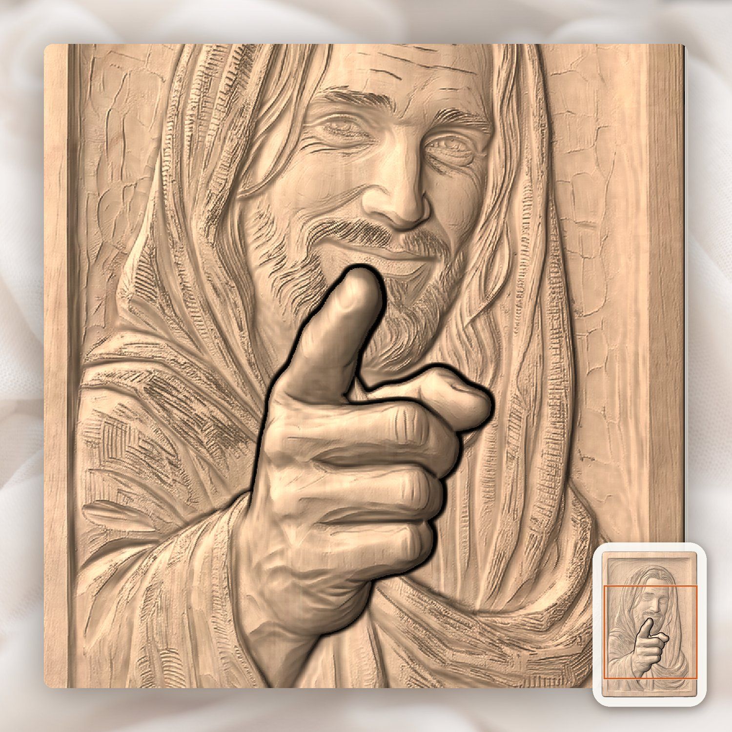 Jesus Christ Smiling CNC Relief STL bas-relief STL — view 10