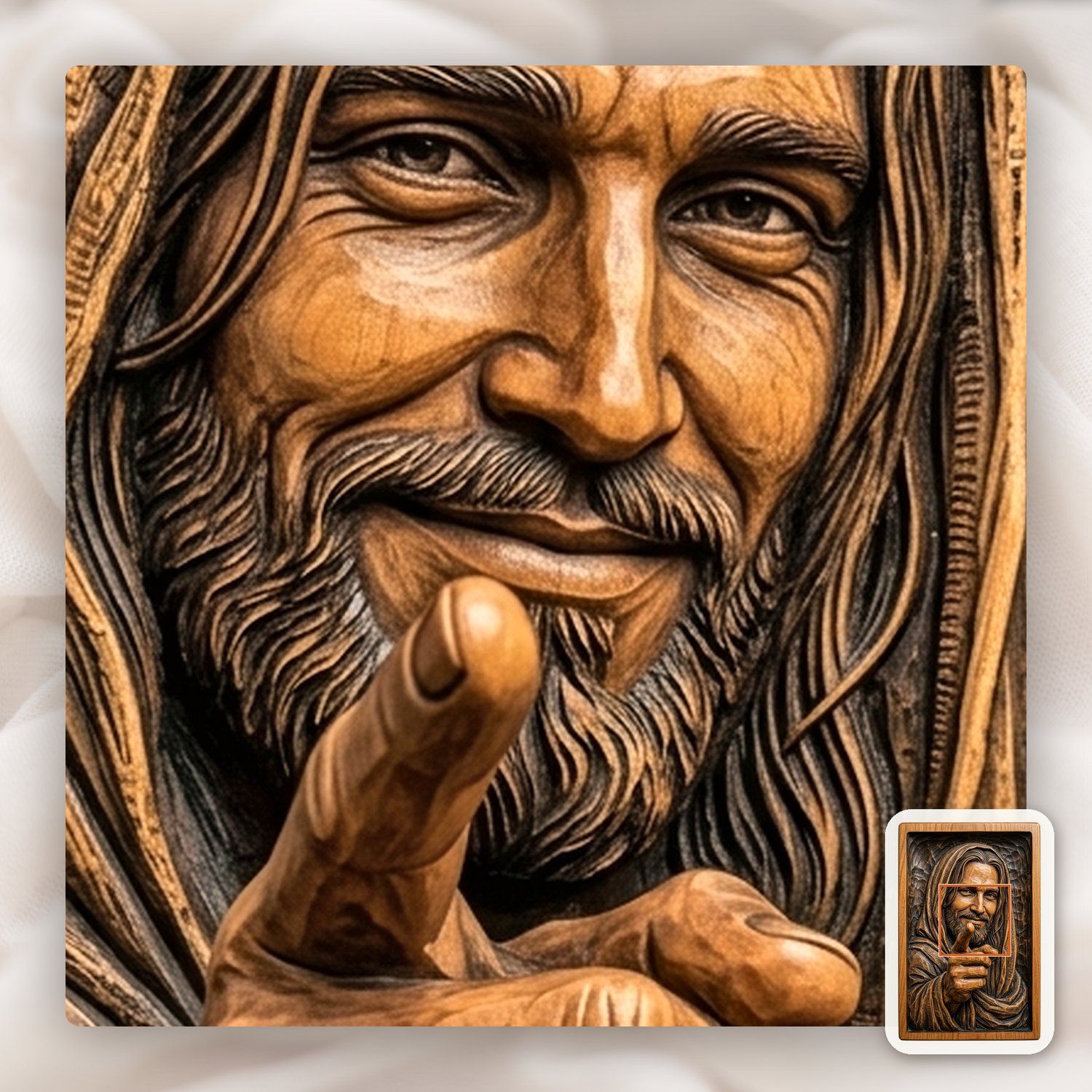 Jesus Christ Smiling CNC Relief STL bas-relief STL — view 11