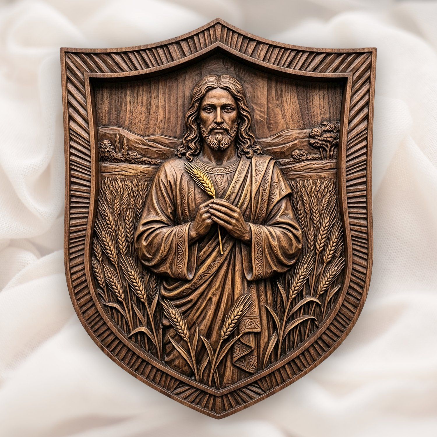 Jesus Christ Wheat Field Bread of Life CNC Relief STL bas-relief STL design