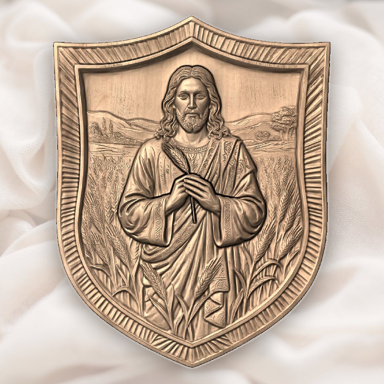 Jesus Christ Wheat Field Bread of Life CNC Relief STL bas-relief STL — view 3