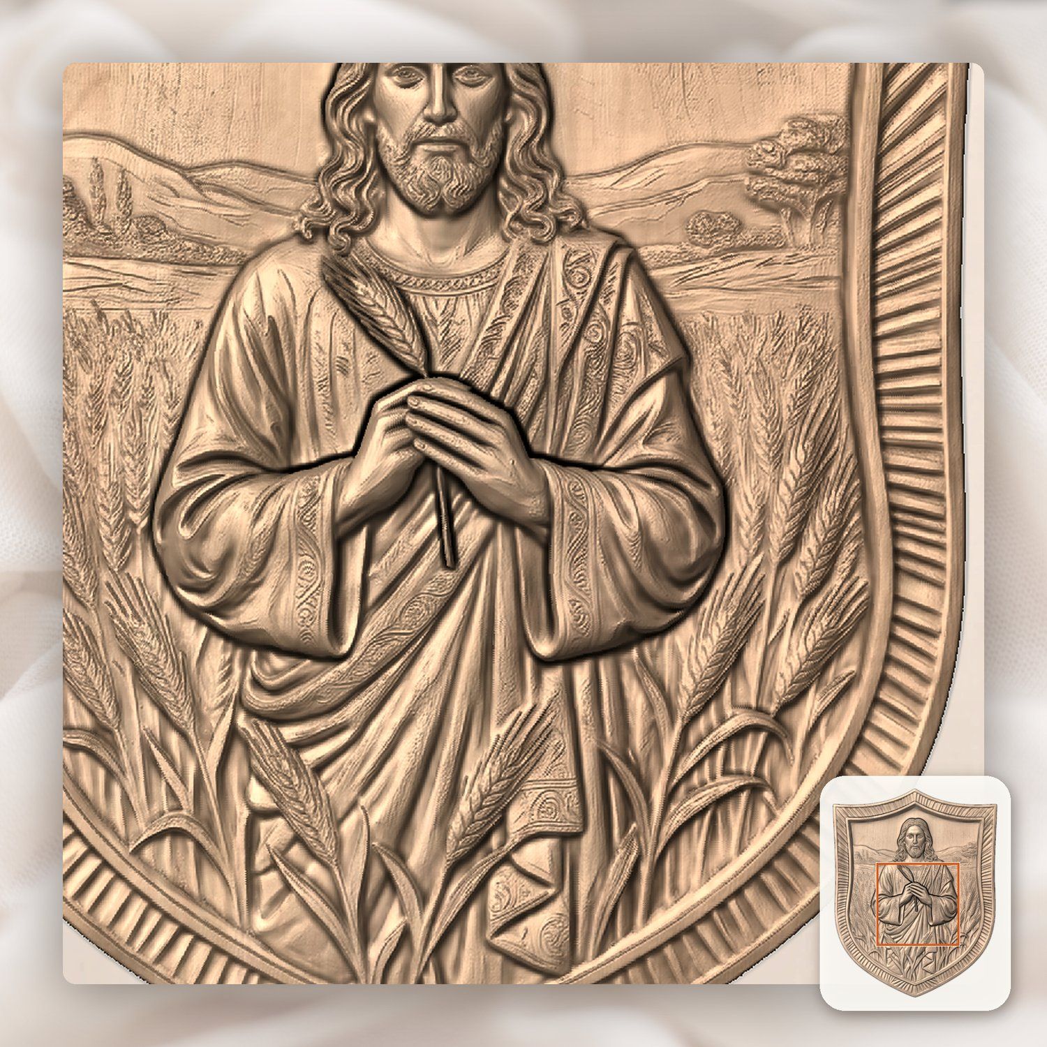 Jesus Christ Wheat Field Bread of Life CNC Relief STL bas-relief STL — view 6