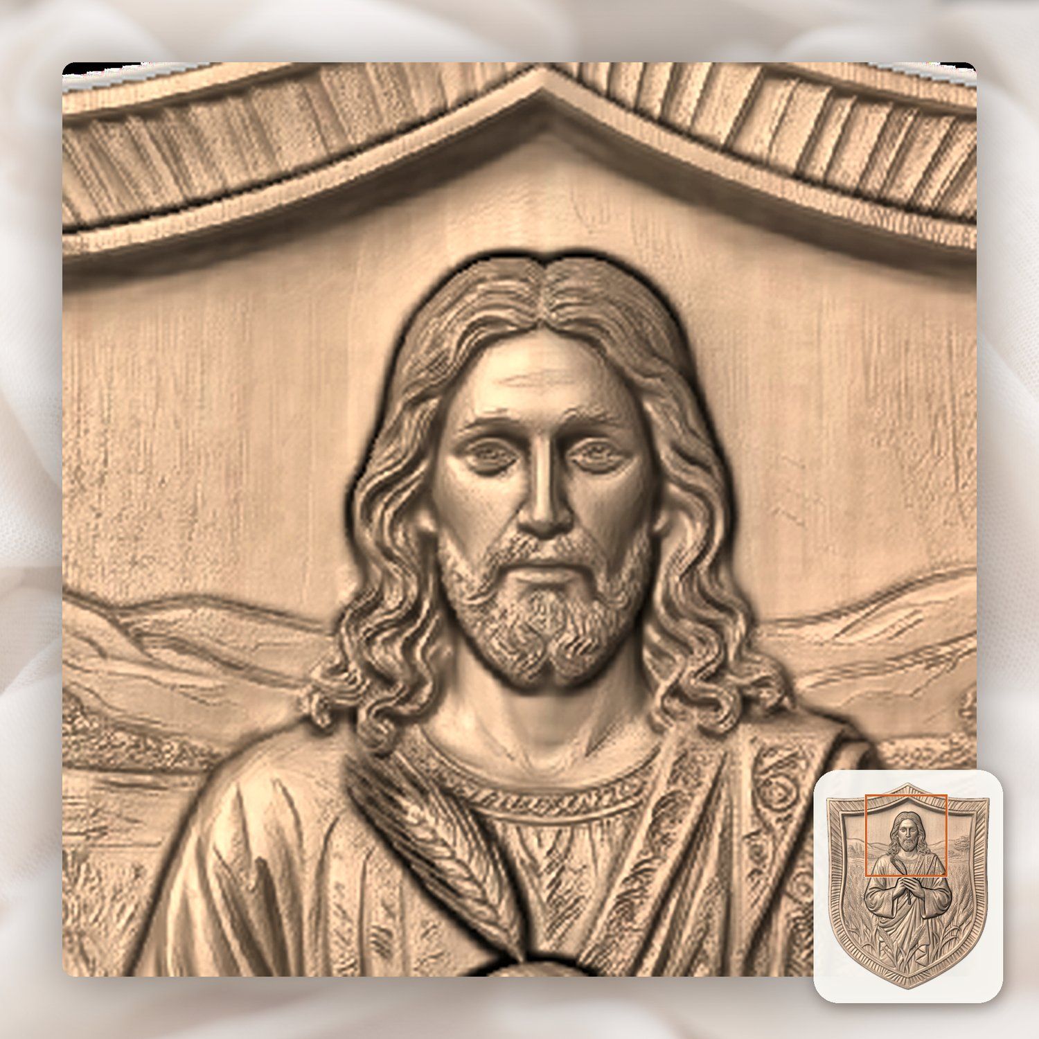 Jesus Christ Wheat Field Bread of Life CNC Relief STL bas-relief STL — view 8