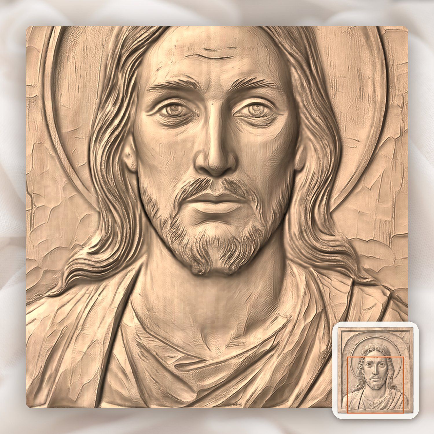Jesus Christ Wood Relief Panel CNC Relief STL bas-relief STL — view 8