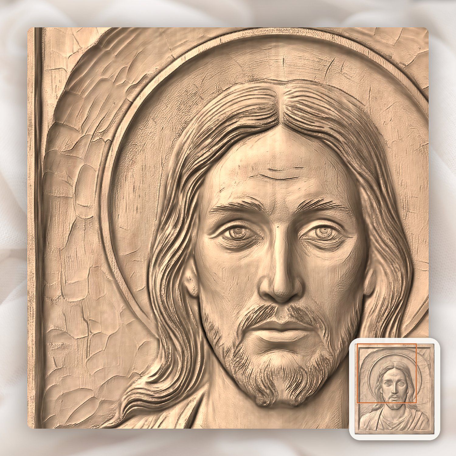 Jesus Christ Wood Relief Panel CNC Relief STL bas-relief STL — view 9