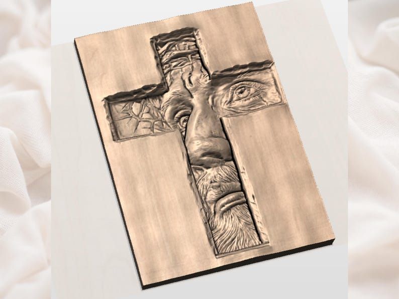 Face of Christ Revealed Through a Cross Bas-Relief STL bas-relief STL — view 3