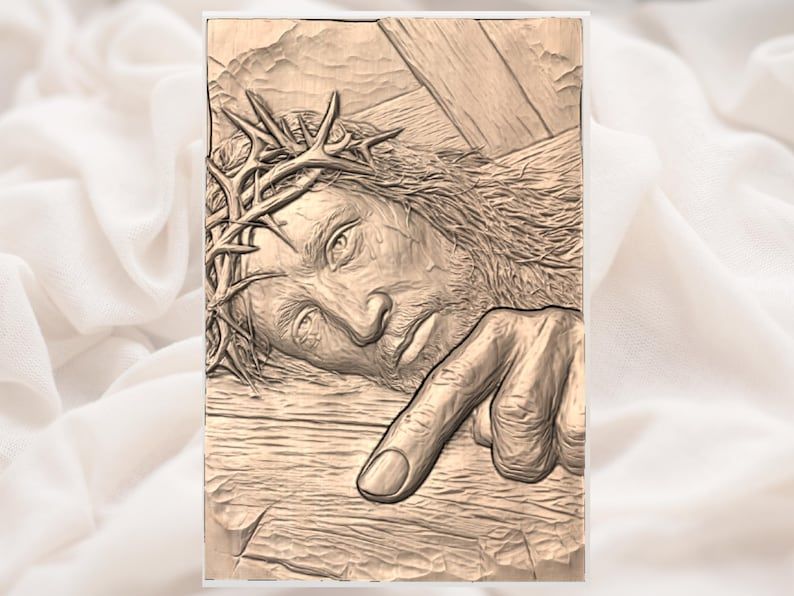 Christ Crowned with Thorns Bearing the Cross Bas-Relief STL bas-relief STL — view 2