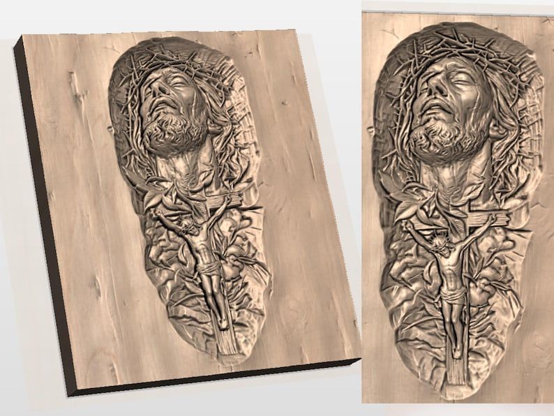 Suffering Christ and Crucifixion Scene Bas-Relief STL bas-relief STL — view 2