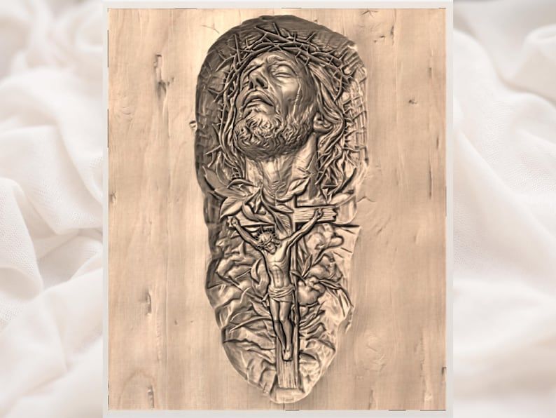 Suffering Christ and Crucifixion Scene Bas-Relief STL bas-relief STL — view 3