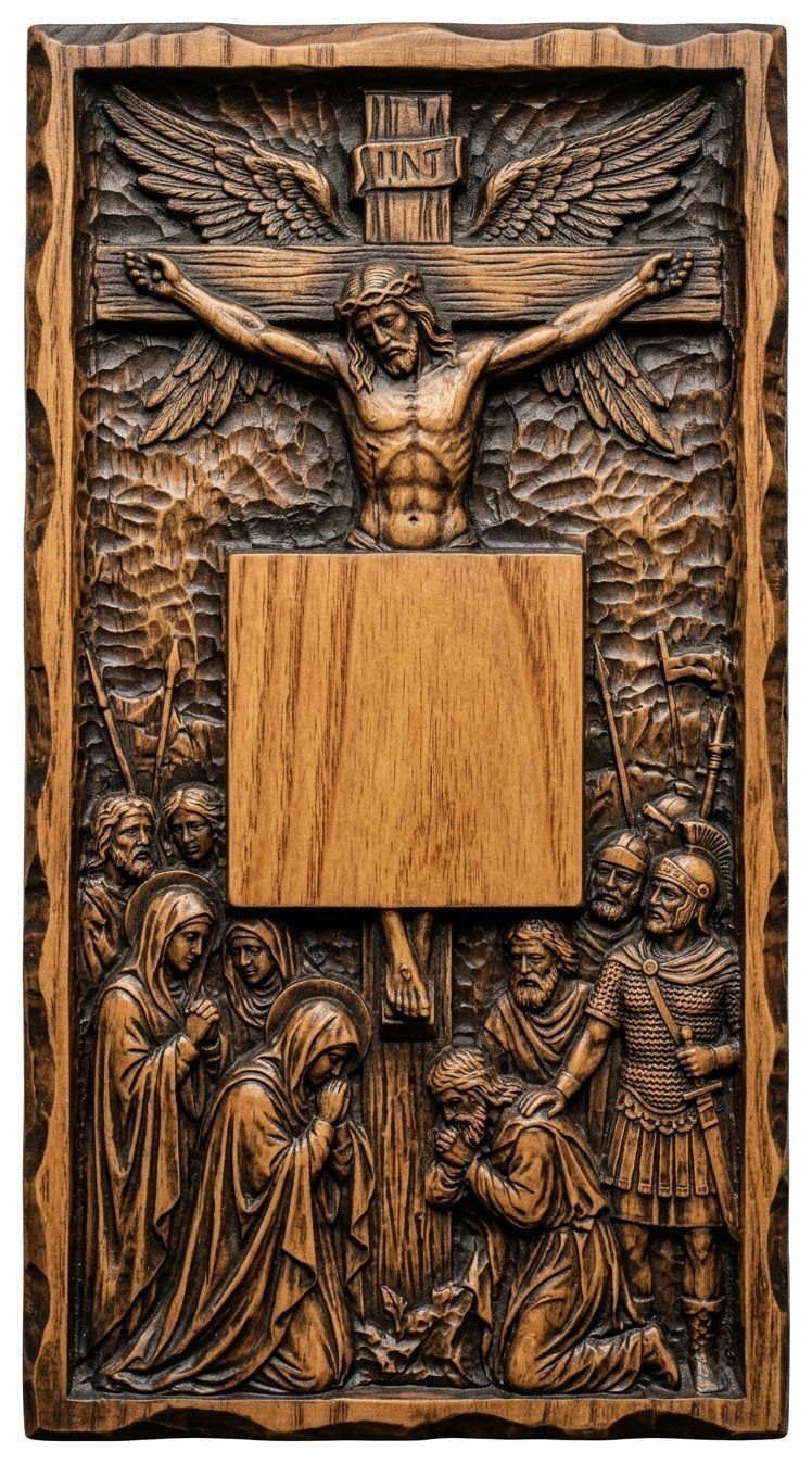 Jesus Crucifixion Doorbell Backing Plate CNC Relief STL bas-relief STL — view 13