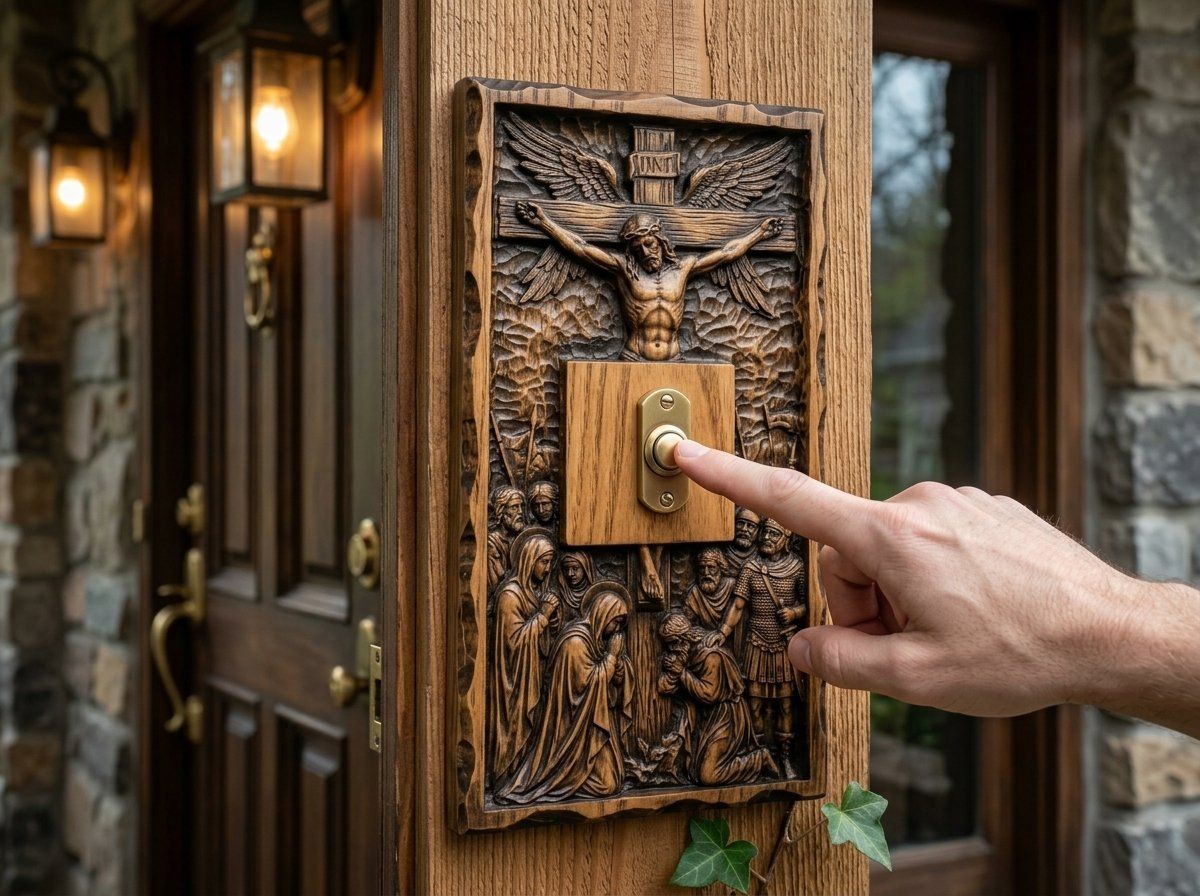 Jesus Crucifixion Doorbell Backing Plate CNC Relief STL bas-relief STL design