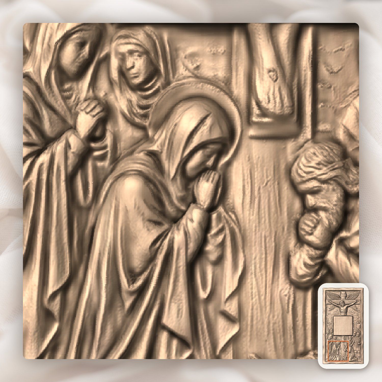 Jesus Crucifixion Doorbell Backing Plate CNC Relief STL bas-relief STL — view 7