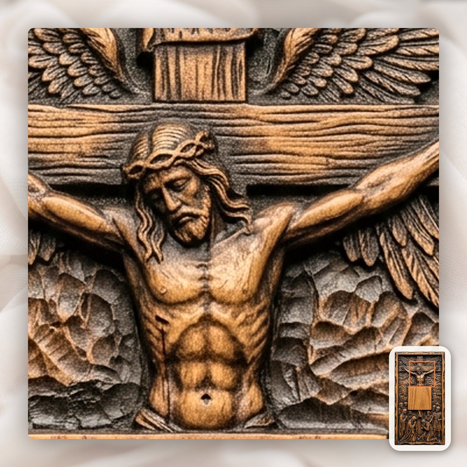 Jesus Crucifixion Doorbell Backing Plate CNC Relief STL bas-relief STL — view 11