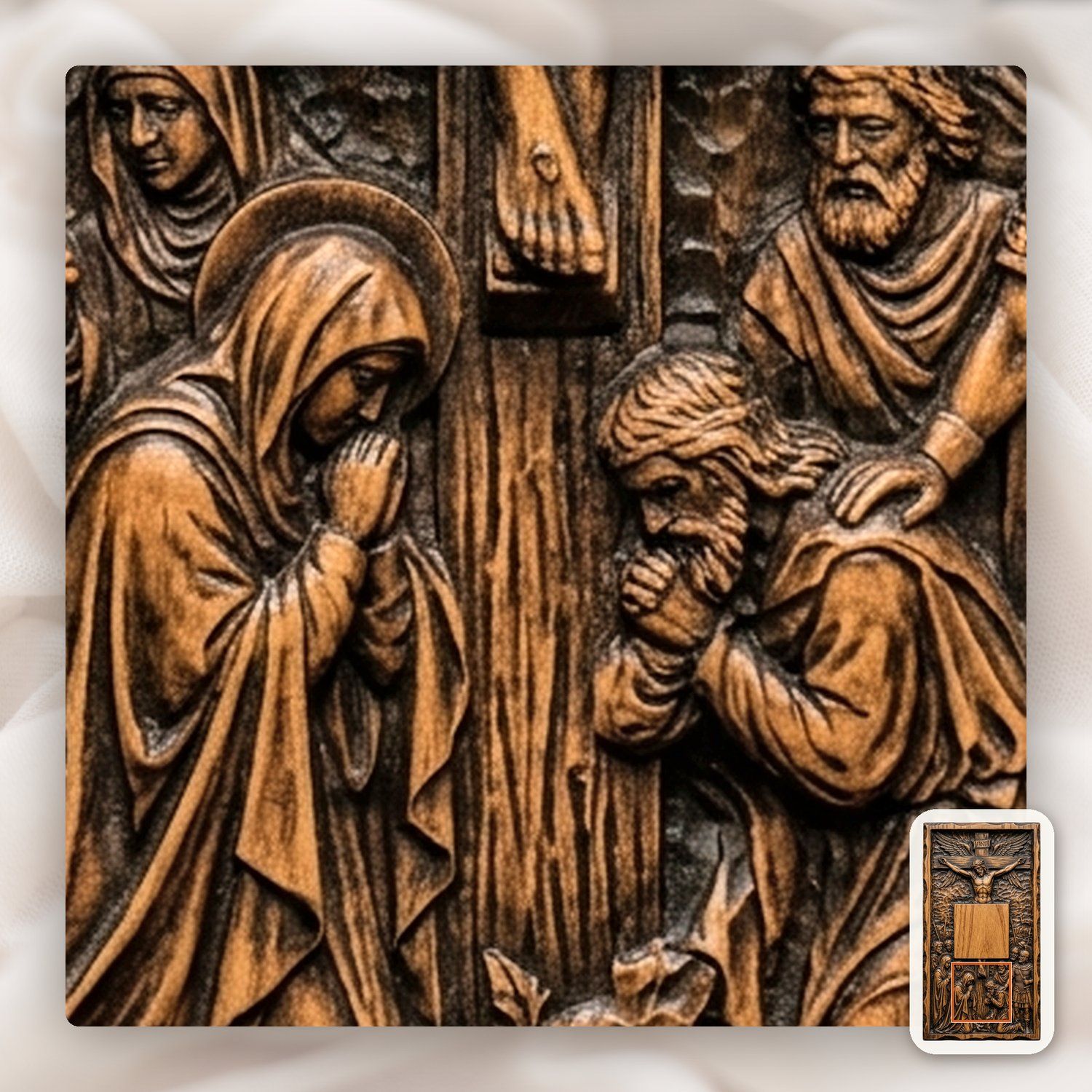 Jesus Crucifixion Doorbell Backing Plate CNC Relief STL bas-relief STL — view 12
