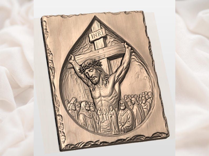 Crucifixion of Christ Teardrop Bas-Relief STL for CNC bas-relief STL — view 2