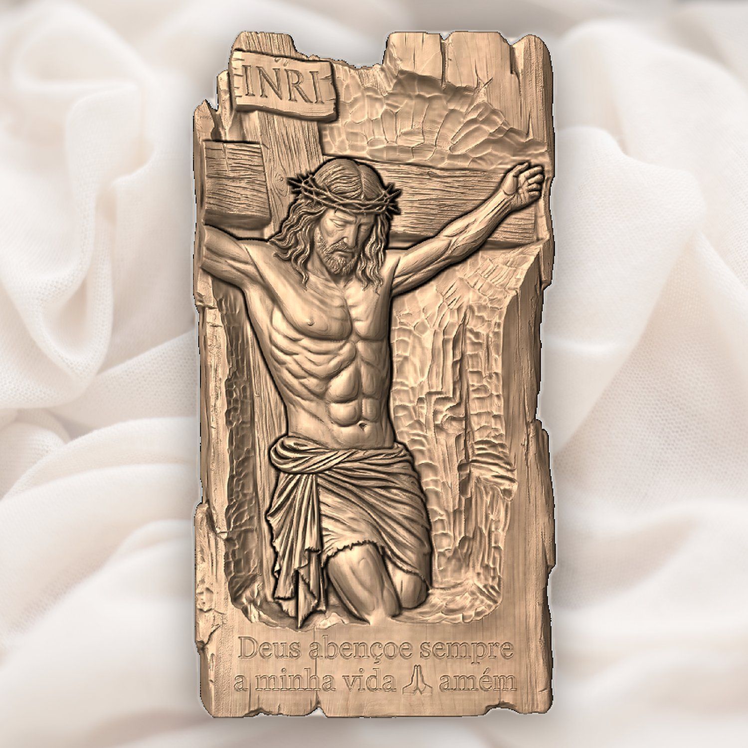 Jesus Crucifixion Wood Panel CNC Relief STL bas-relief STL — view 4
