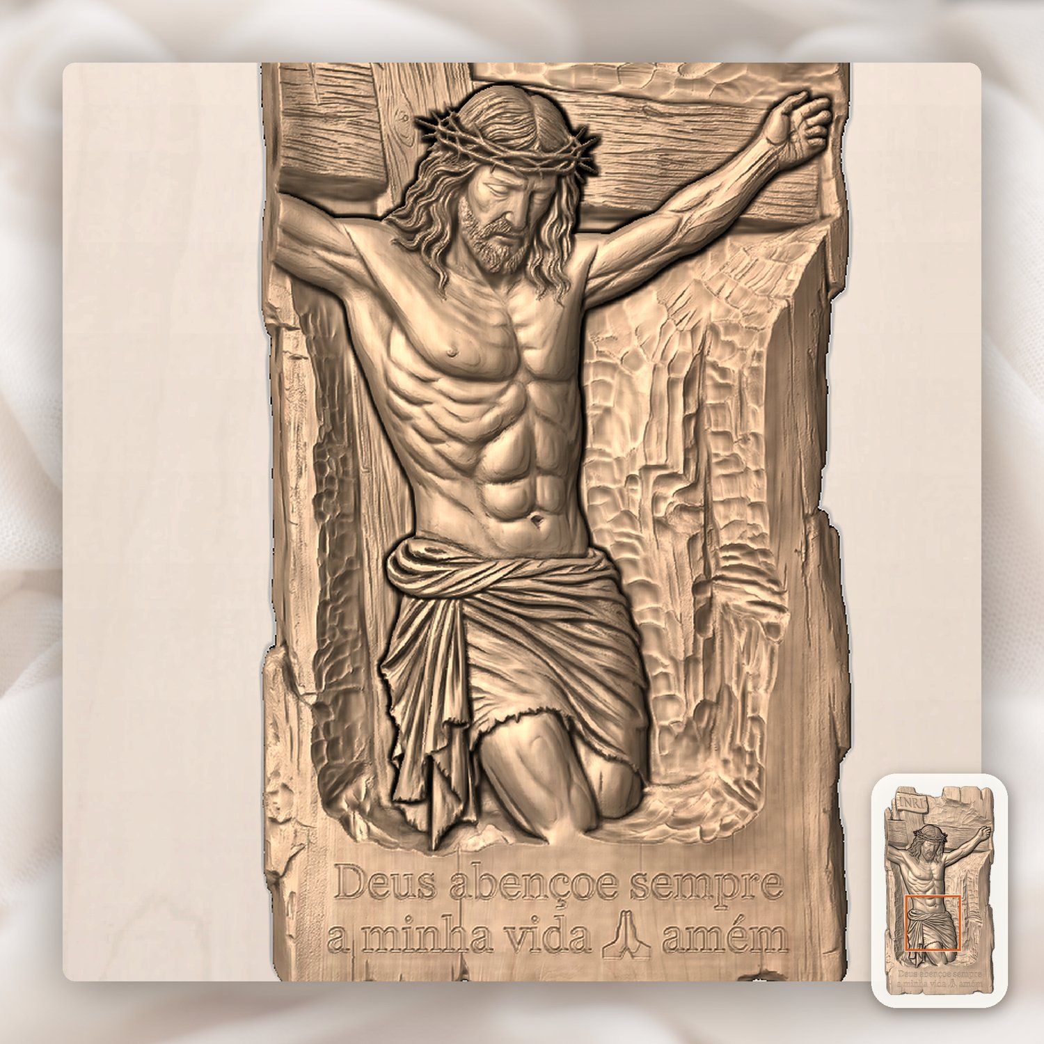 Jesus Crucifixion Wood Panel CNC Relief STL bas-relief STL — view 6