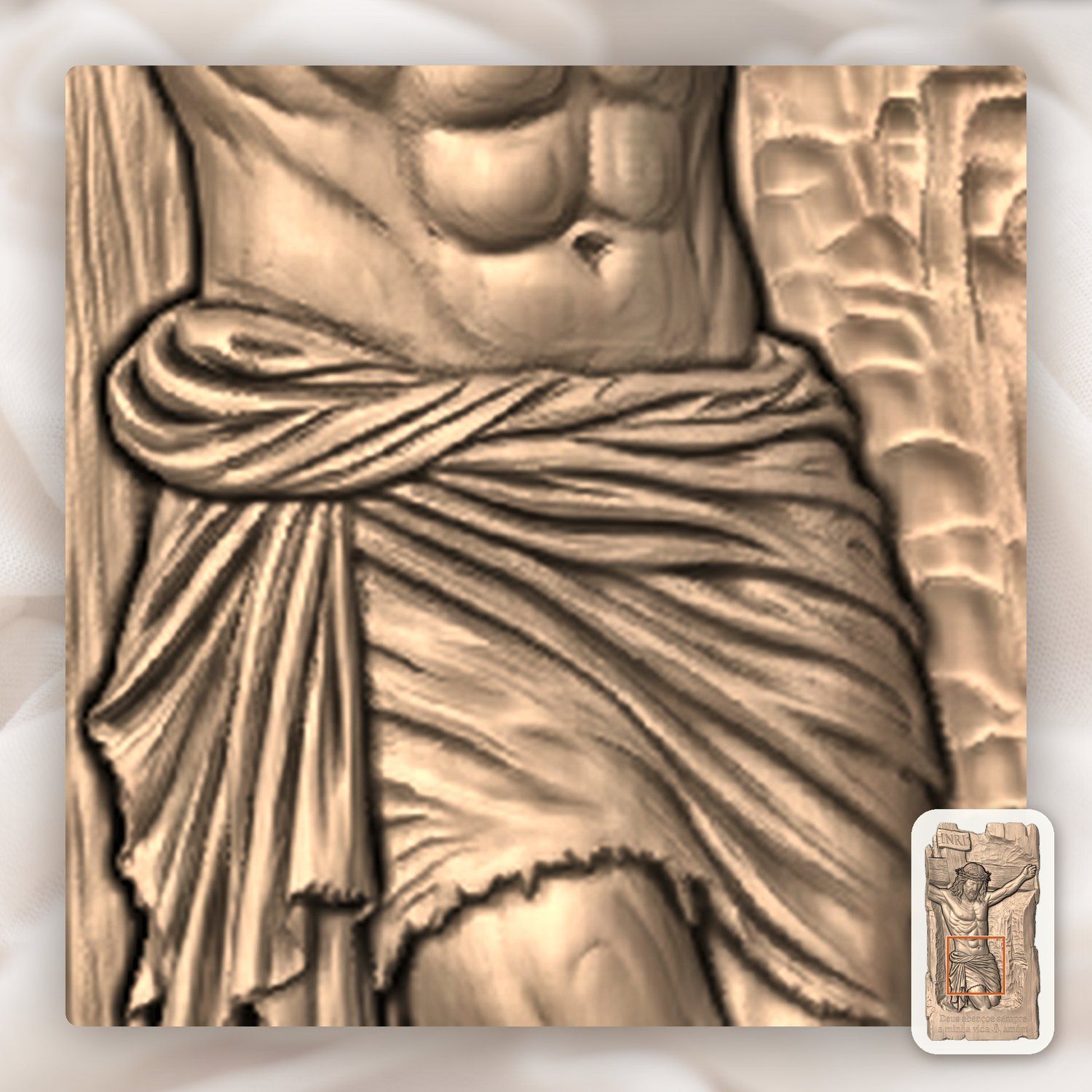 Jesus Crucifixion Wood Panel CNC Relief STL bas-relief STL — view 7