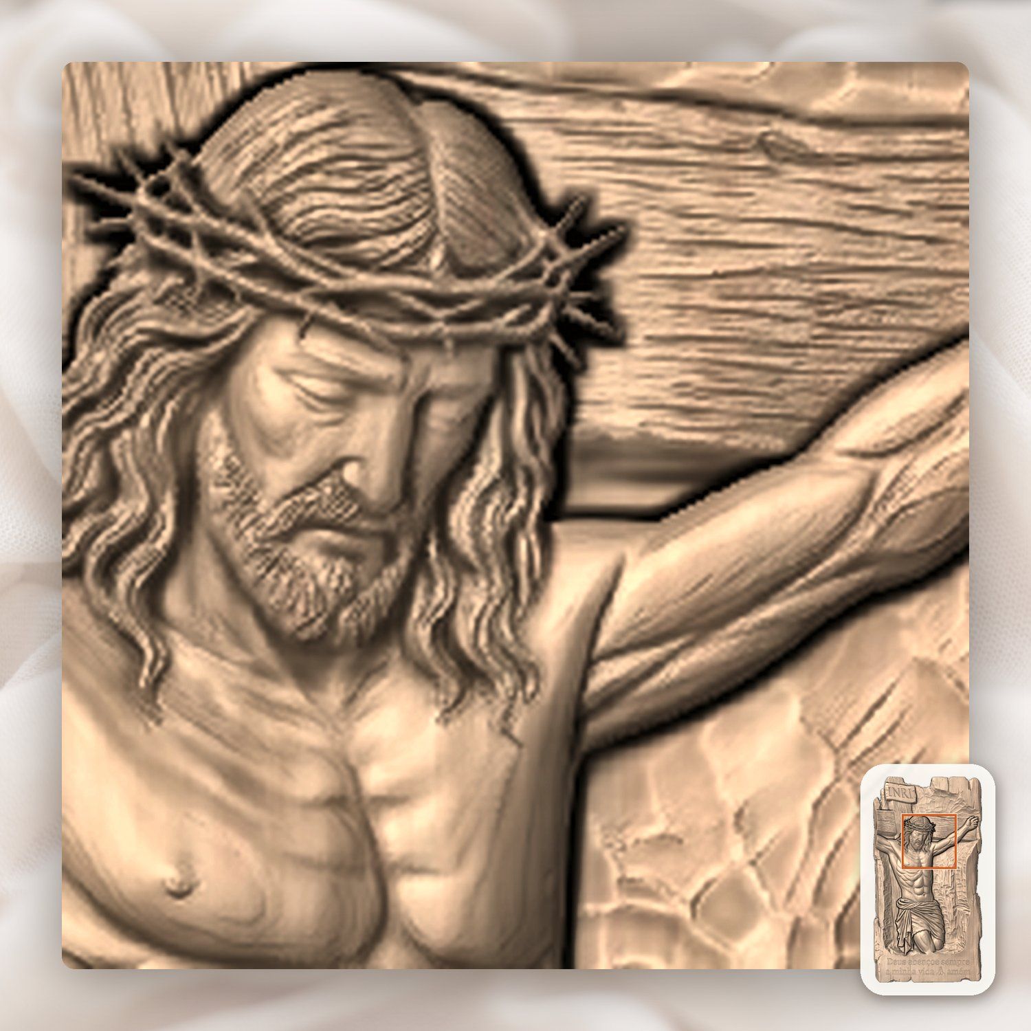 Jesus Crucifixion Wood Panel CNC Relief STL bas-relief STL — view 8