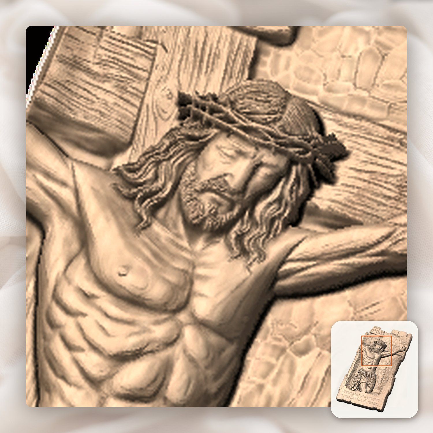 Jesus Crucifixion Wood Panel CNC Relief STL bas-relief STL — view 10
