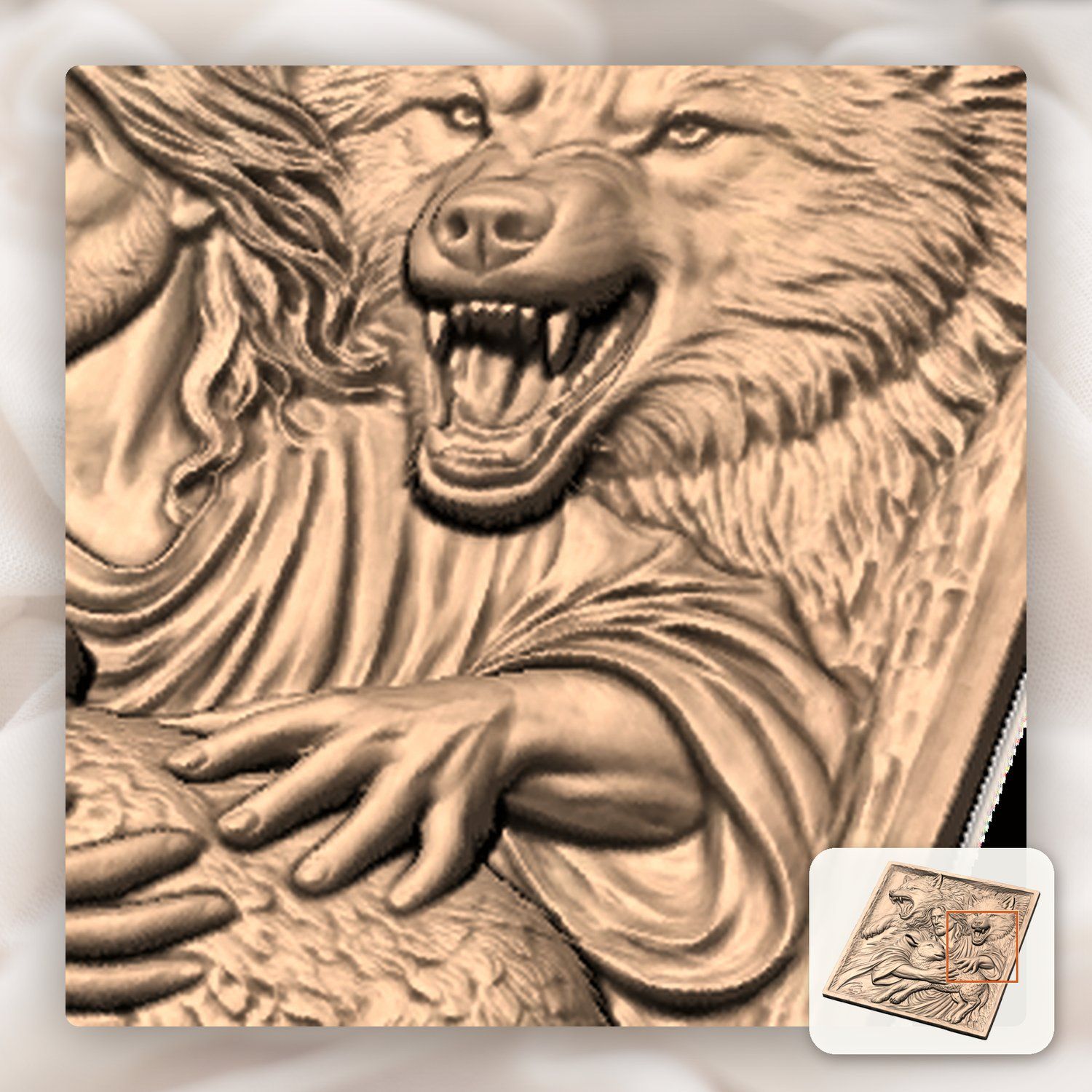 Jesus Good Shepherd Protecting Lamb Wolves CNC Relief STL bas-relief STL — view 9