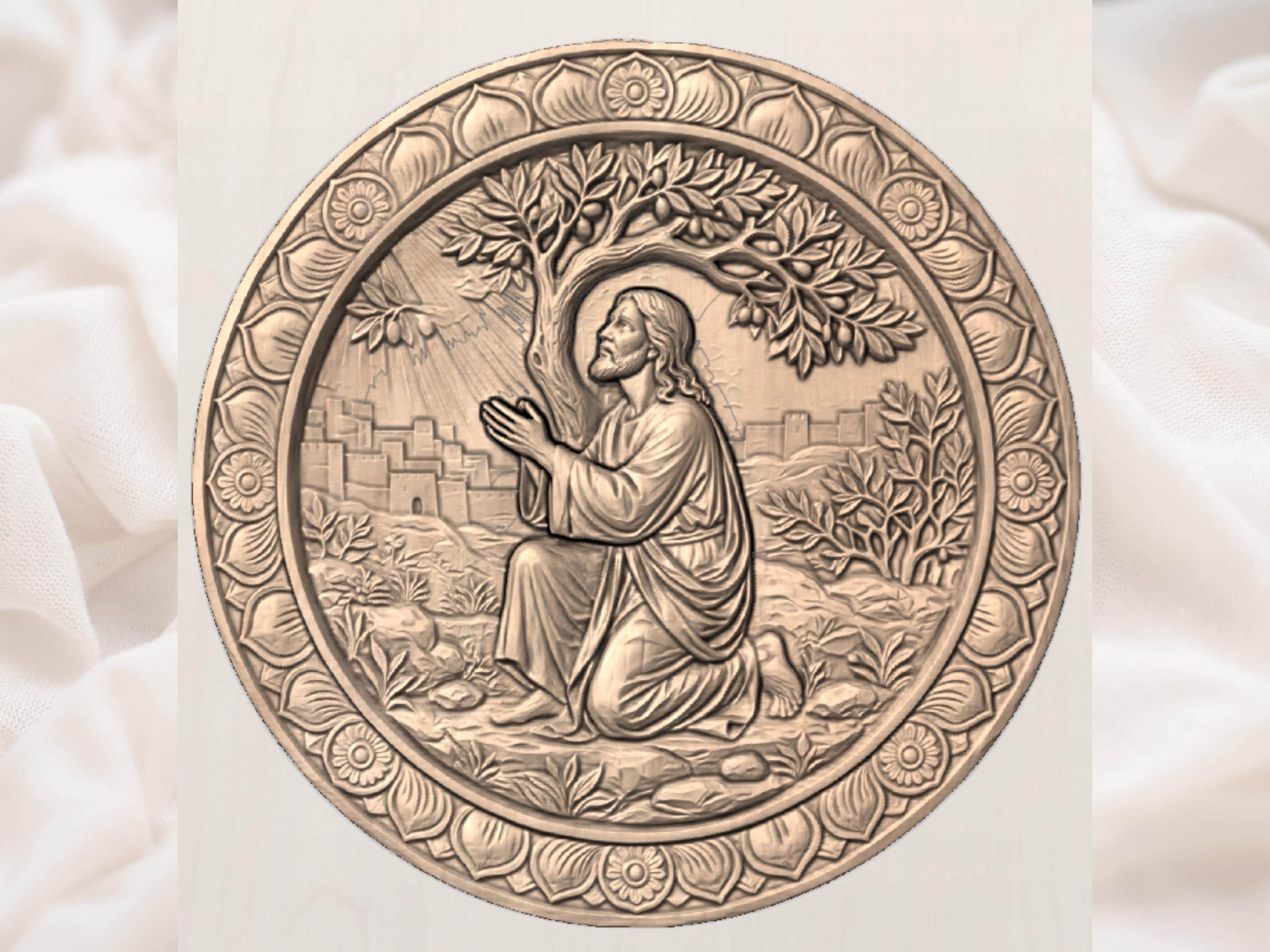 Jesus in Gethsemane Prayer CNC Bas-Relief File bas-relief STL — view 2