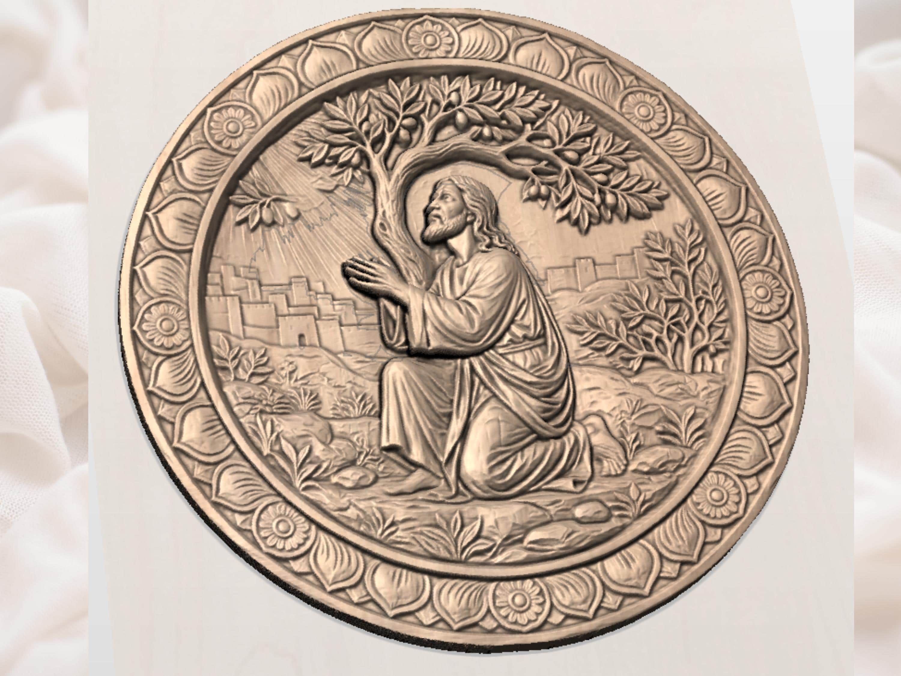 Jesus in Gethsemane Prayer CNC Bas-Relief File bas-relief STL — view 3