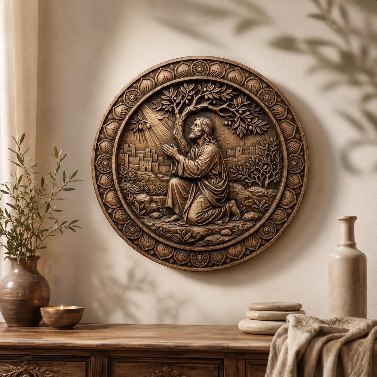 Jesus in Gethsemane Prayer CNC Bas-Relief File bas-relief STL — view 5