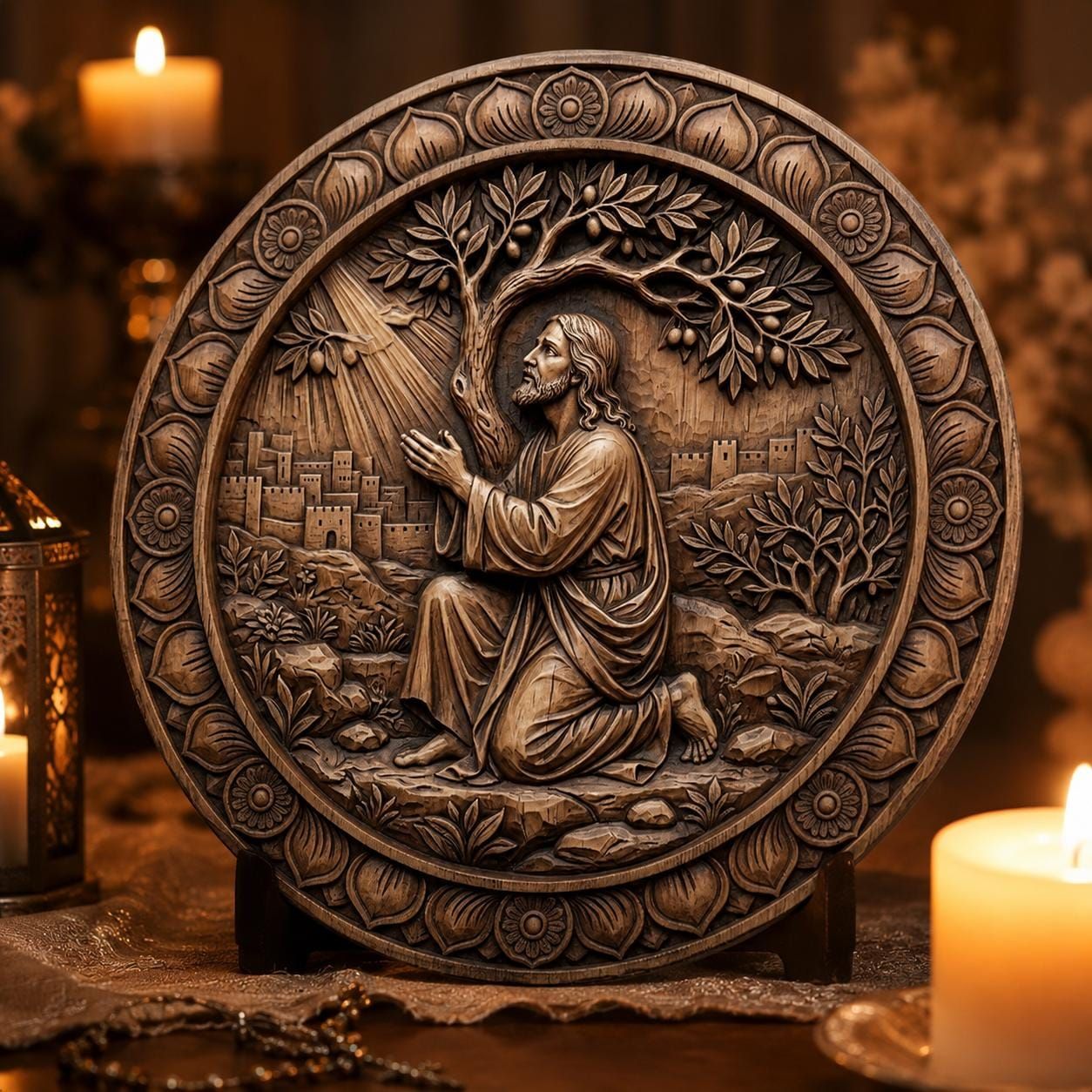 Jesus in Gethsemane Prayer CNC Bas-Relief File bas-relief STL — view 6