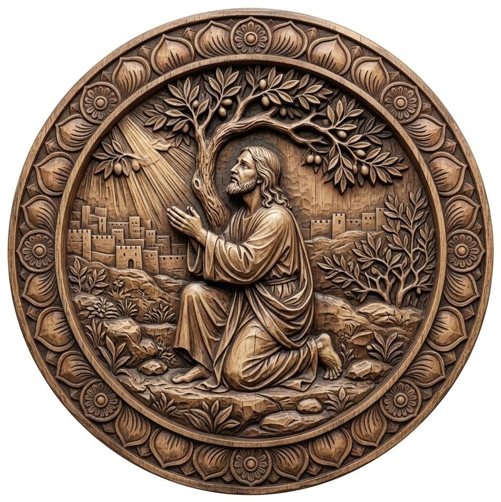 Jesus in Gethsemane Prayer CNC Bas-Relief File bas-relief STL — view 9