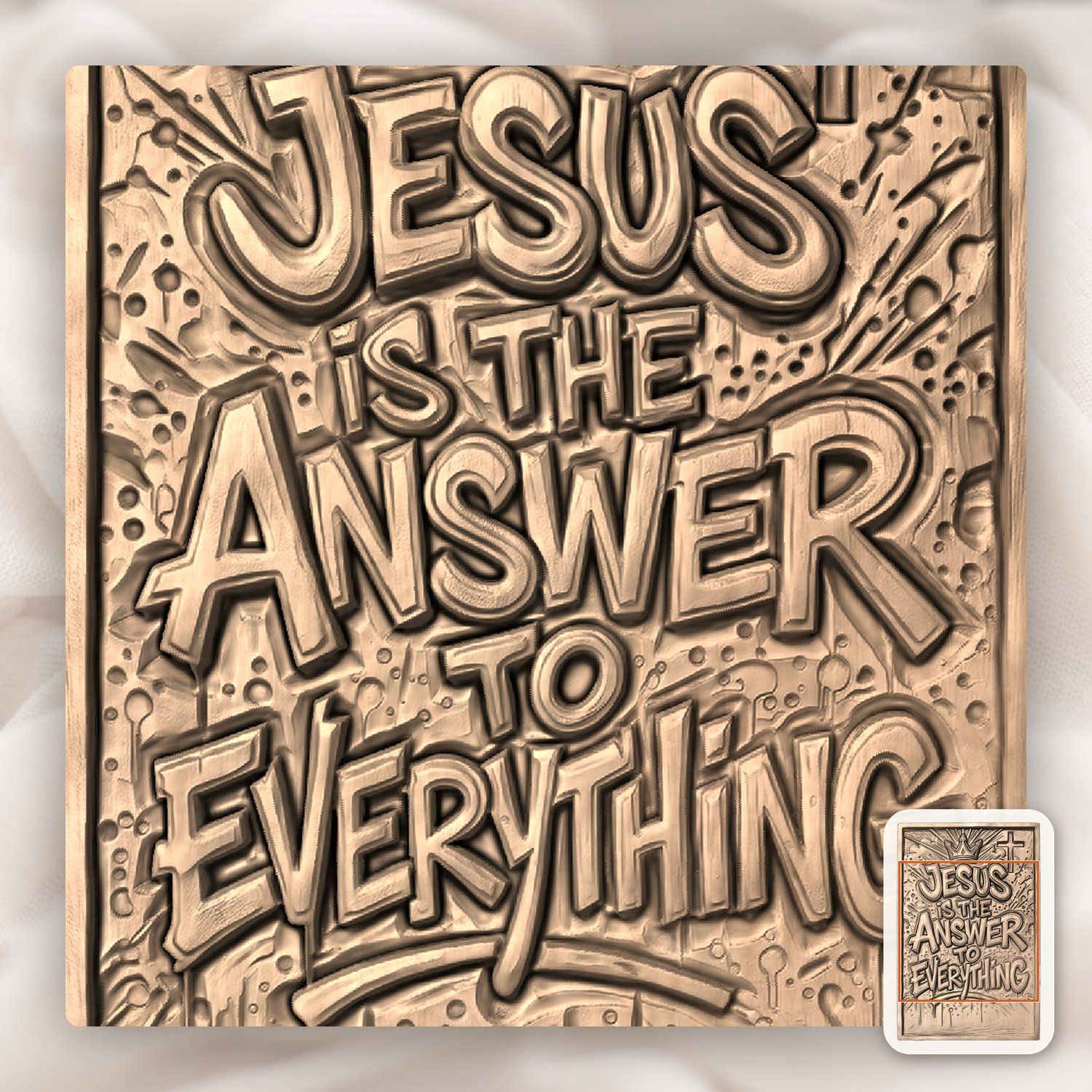 Jesus Is The Answer To Everything CNC Relief STL bas-relief STL — view 7