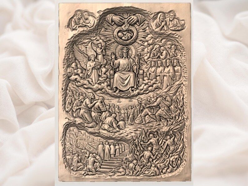 The Last Judgment STL: Christ Enthroned Over Heaven and Hell bas-relief STL — view 3
