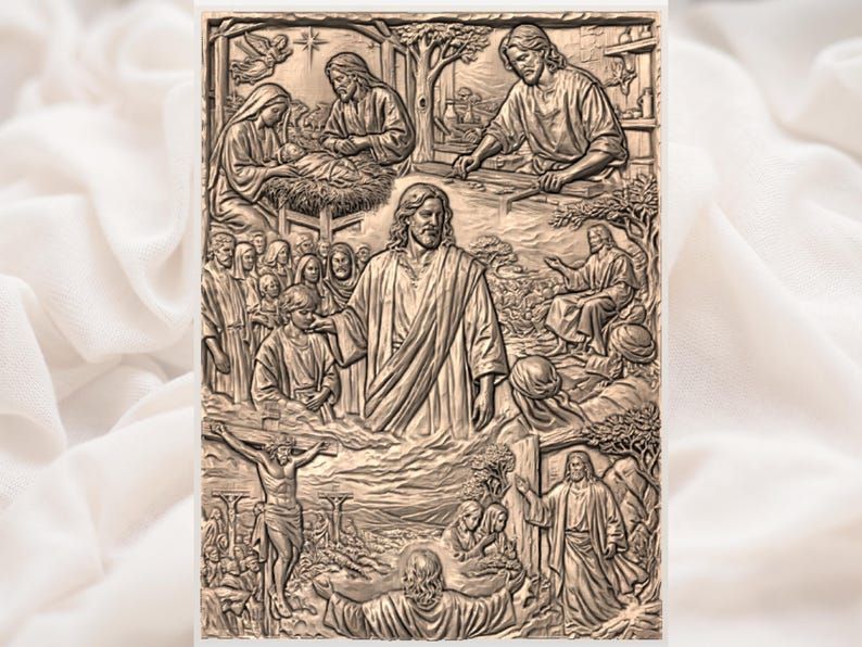 Life of Jesus Bas-Relief STL: Nativity to Crucifixion Panel bas-relief STL — view 3