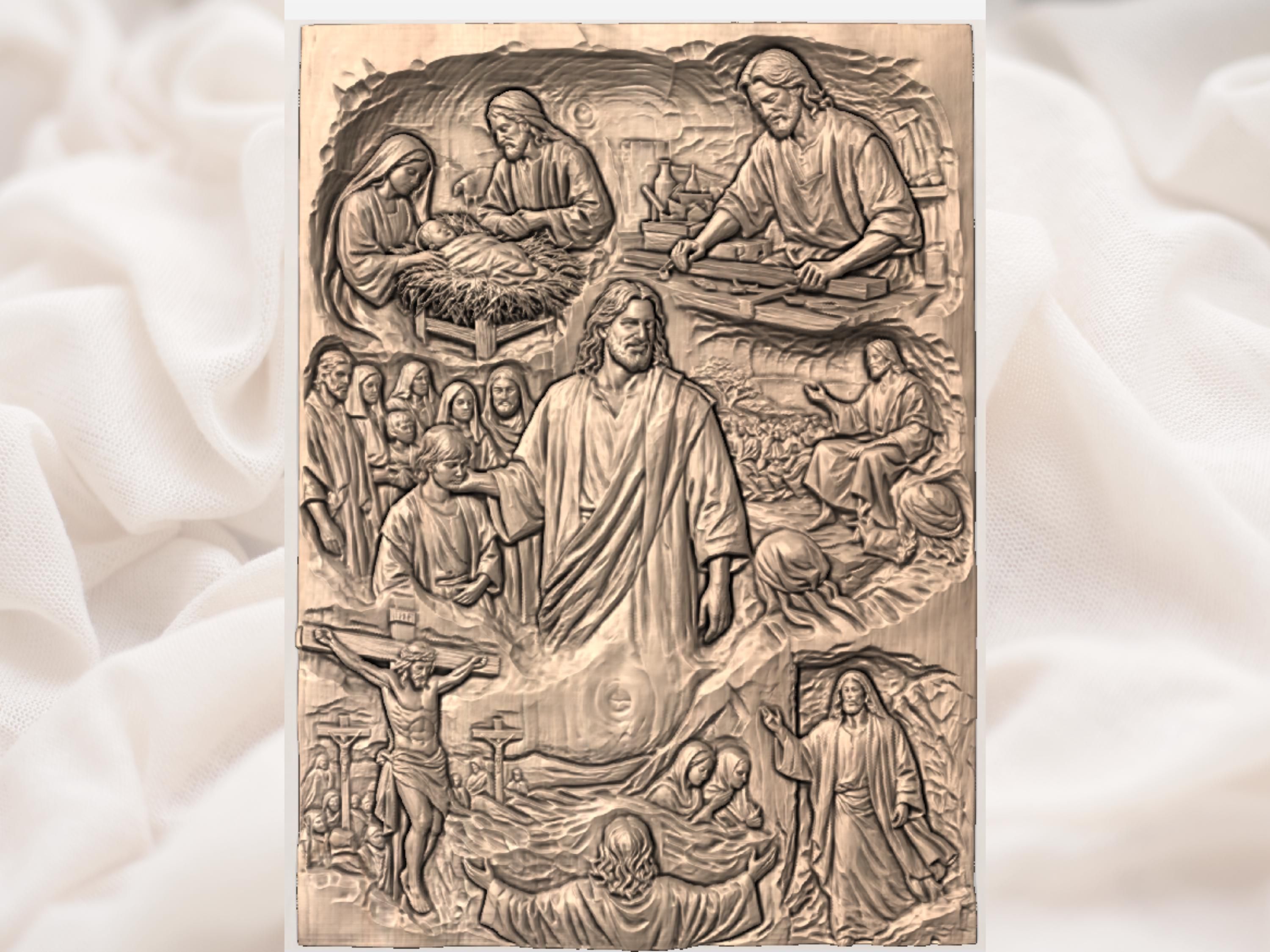 Life of Jesus Story Panel Bas-Relief STL for CNC Carving bas-relief STL — view 3