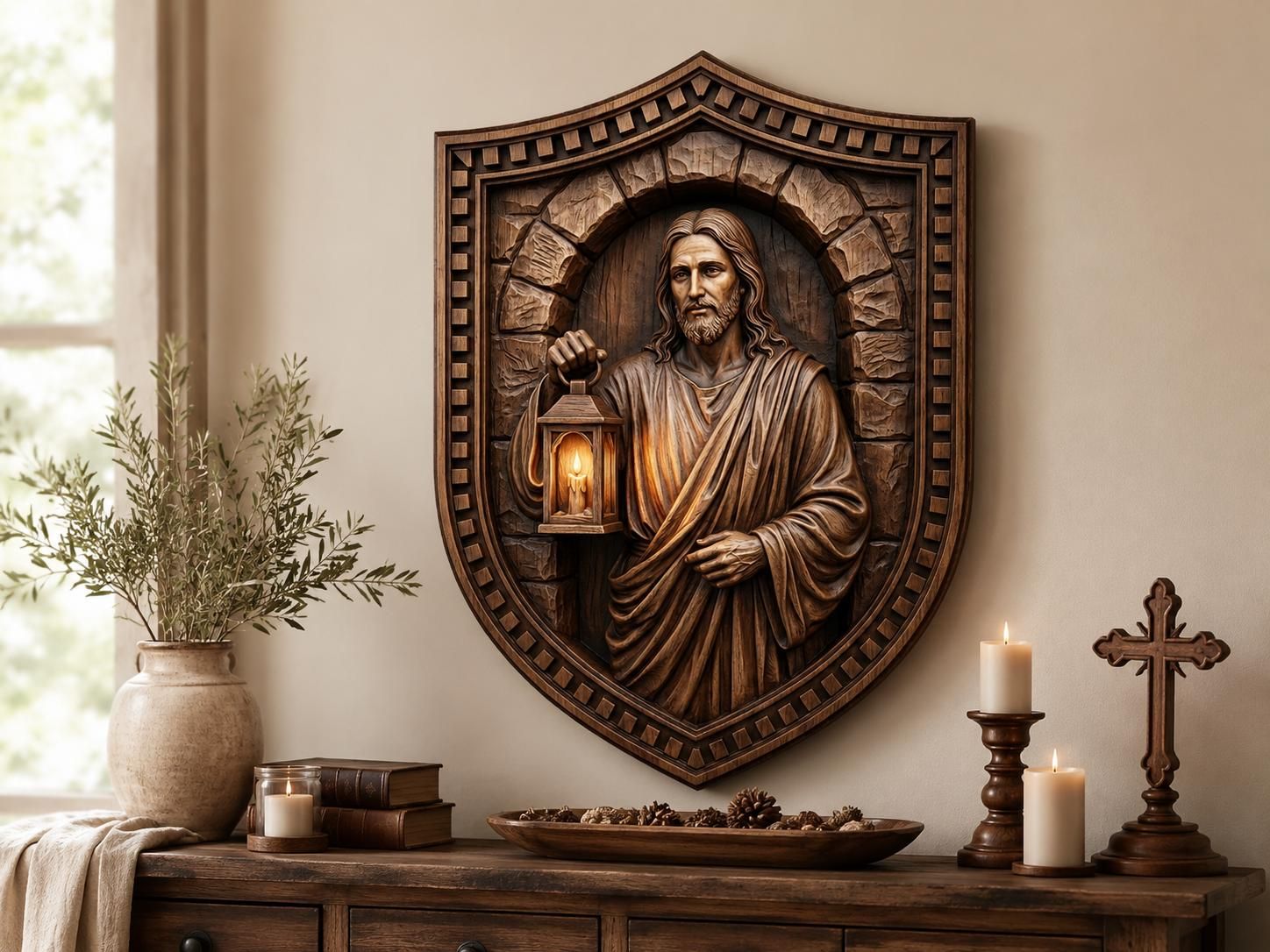 Jesus Light of the World Relief STL file for CNC router bas-relief STL — view 6