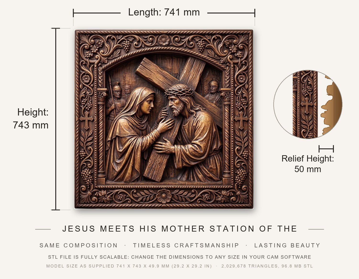 Jesus Meets His Mother STL bas-relief STL — view 14