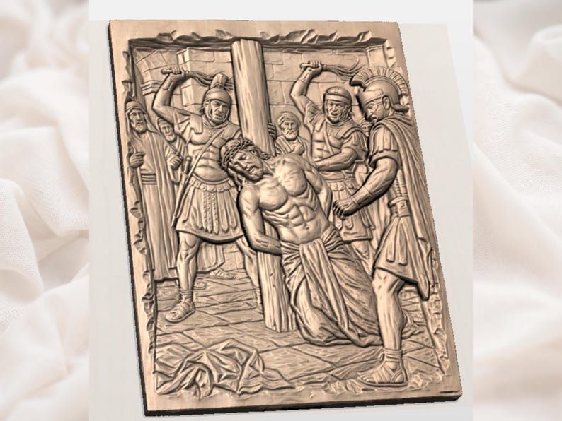 Scourging at the Pillar Bas-Relief, Passion of Christ STL bas-relief STL — view 2