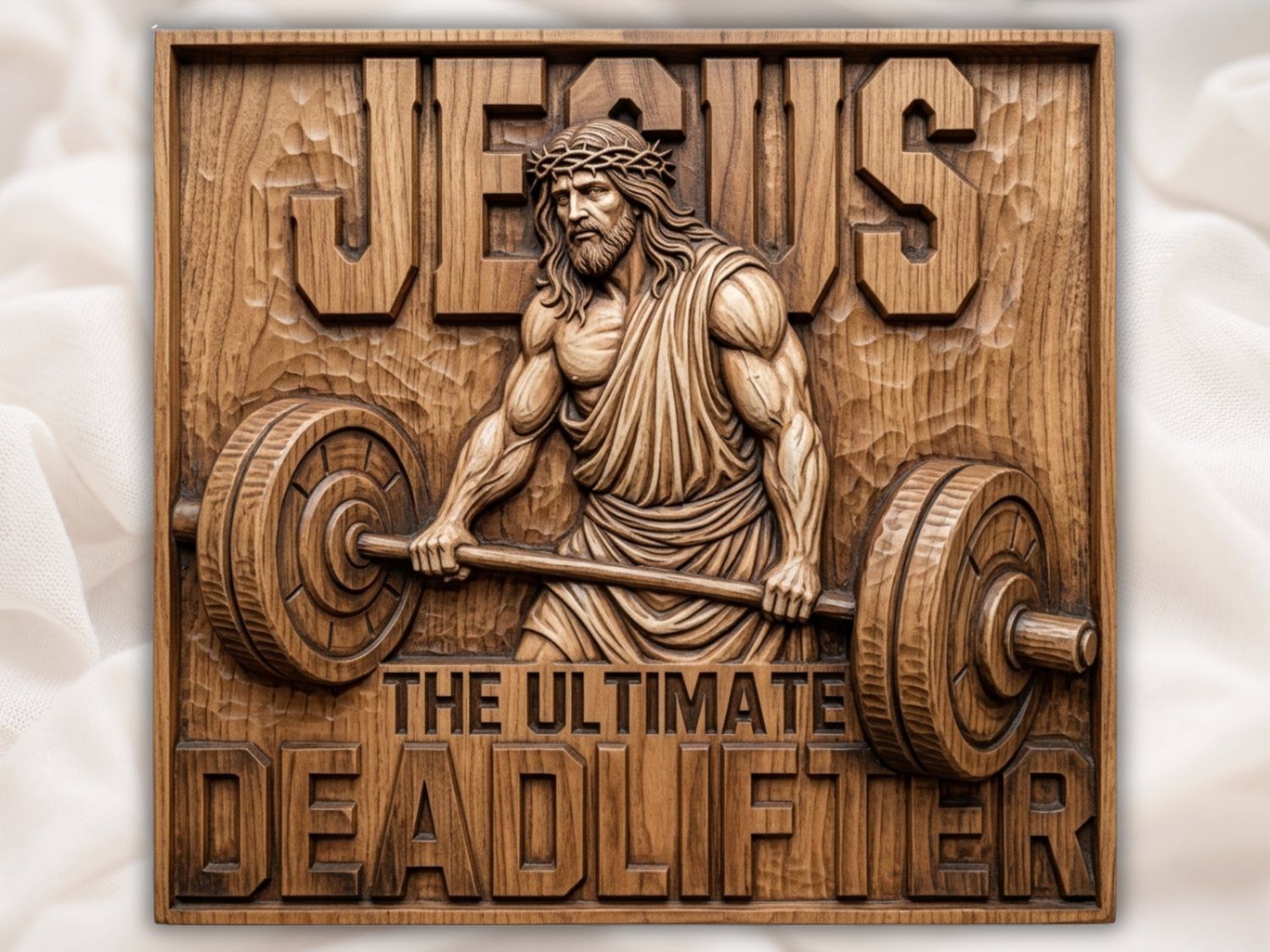 Jesus The Ultimate Deadlifter Strength CNC Relief STL bas-relief STL — view 2