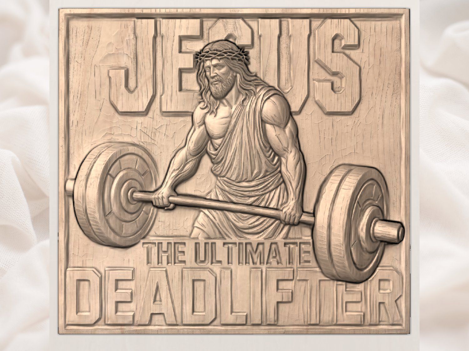 Jesus The Ultimate Deadlifter Strength CNC Relief STL bas-relief STL — view 3