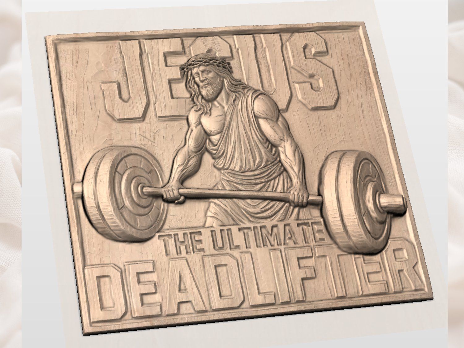 Jesus The Ultimate Deadlifter Strength CNC Relief STL bas-relief STL — view 4