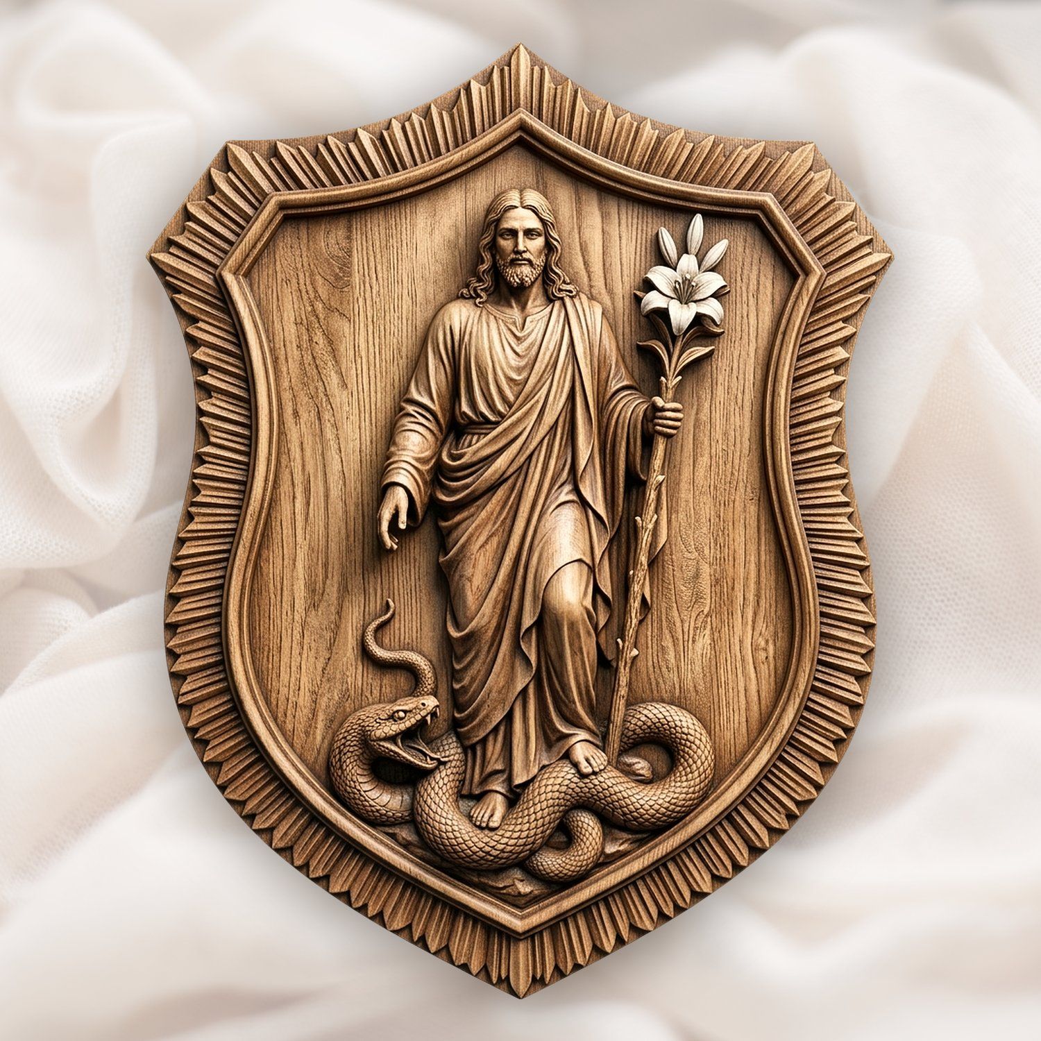 Jesus Victory Over Evil Shield CNC Relief STL bas-relief STL design
