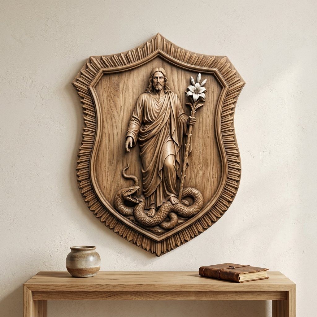 Jesus Victory Over Evil Shield CNC Relief STL bas-relief STL — view 13