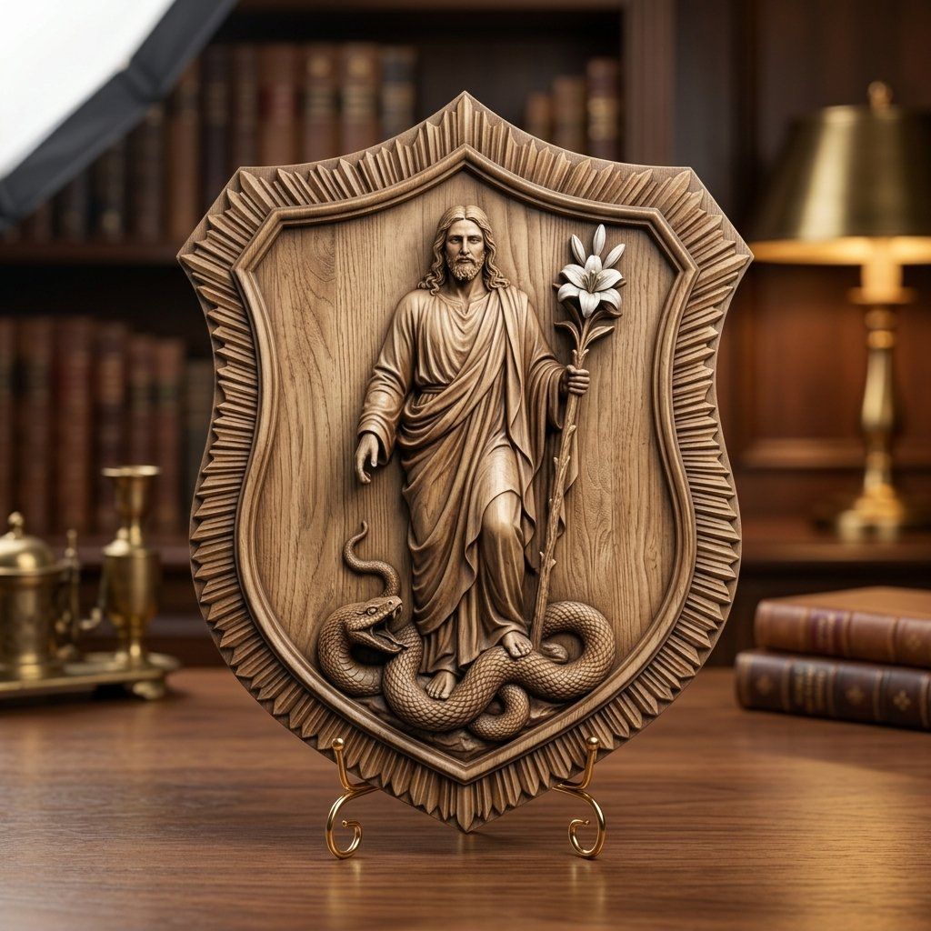 Jesus Victory Over Evil Shield CNC Relief STL bas-relief STL — view 3