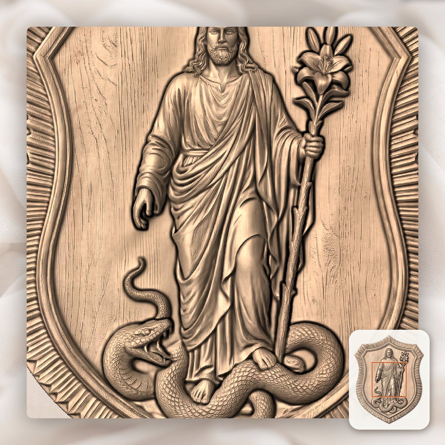 Jesus Victory Over Evil Shield CNC Relief STL bas-relief STL — view 6