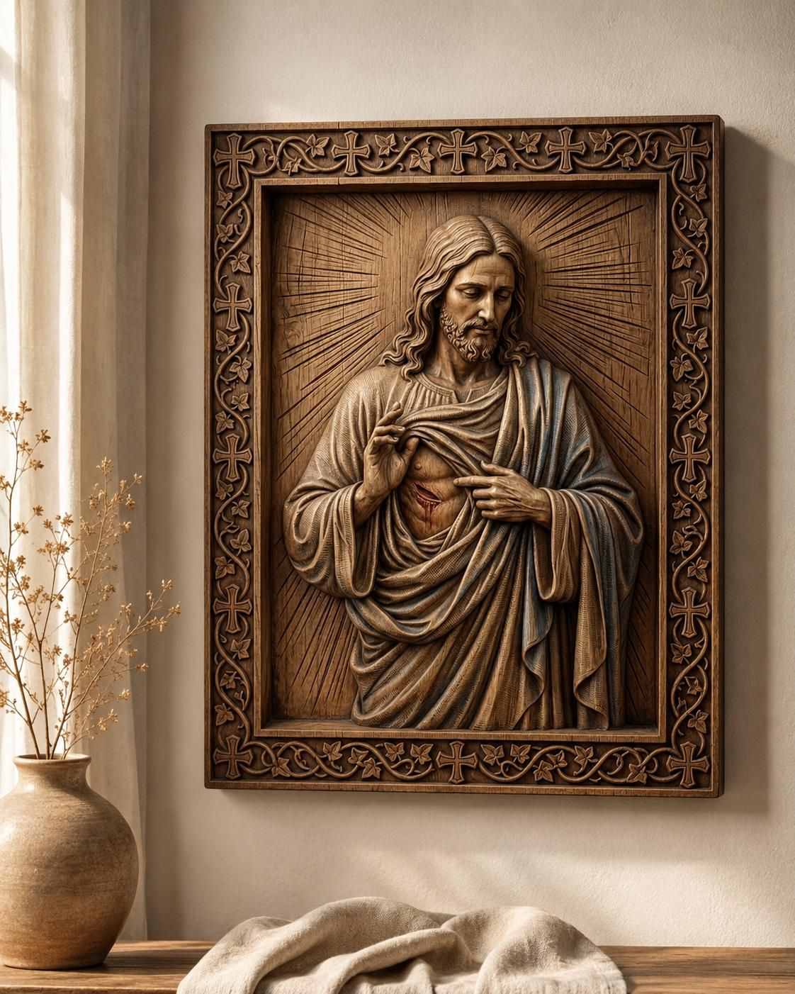 Jesus Wounded Side Relief bas-relief STL — view 7