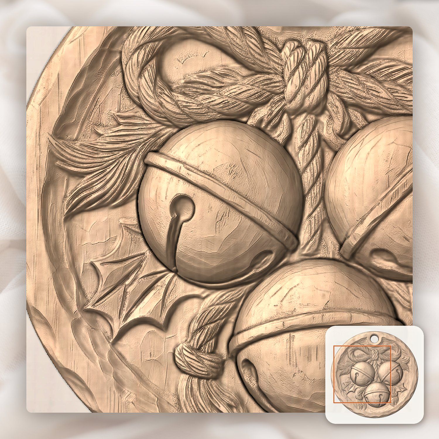 Jingle Bell Cluster Ornament CNC Relief STL bas-relief STL — view 7