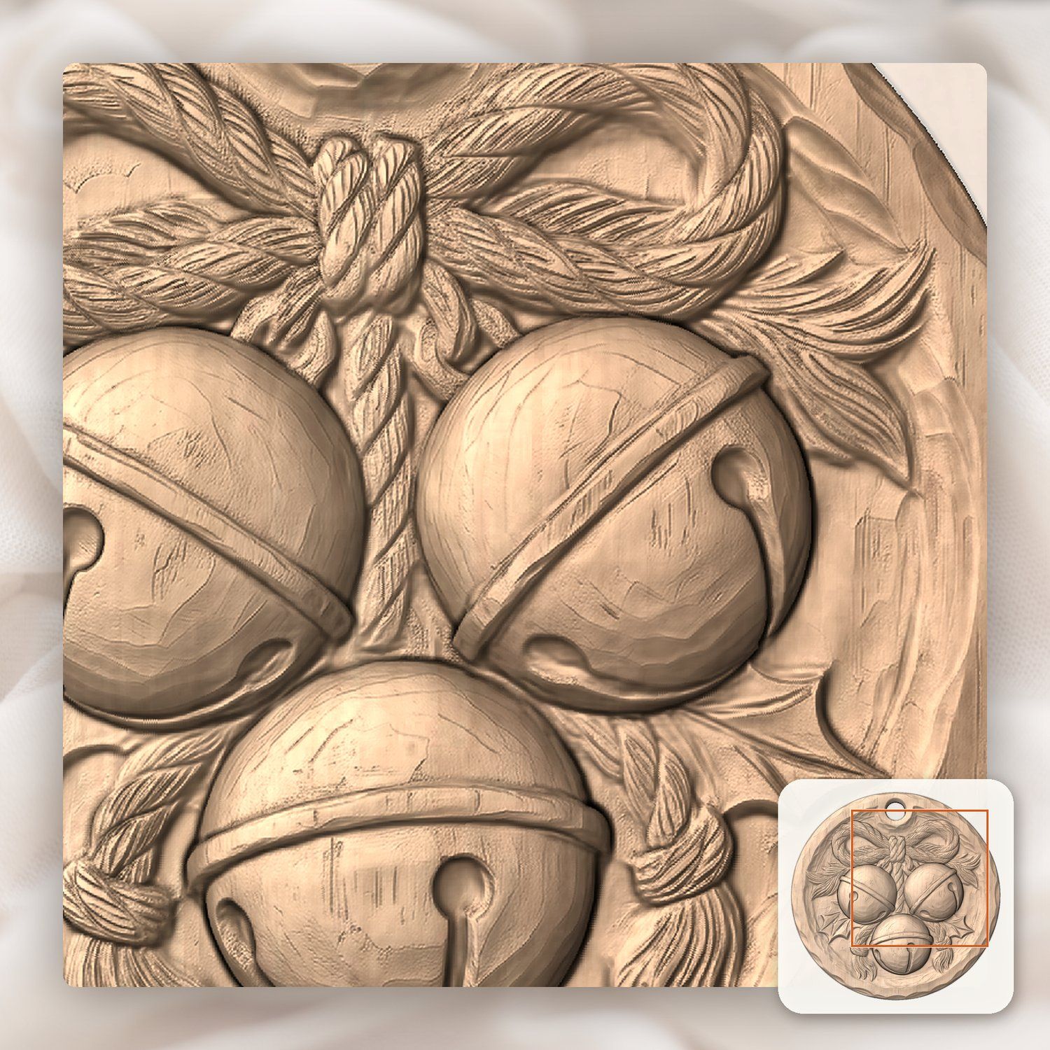 Jingle Bell Cluster Ornament CNC Relief STL bas-relief STL — view 8