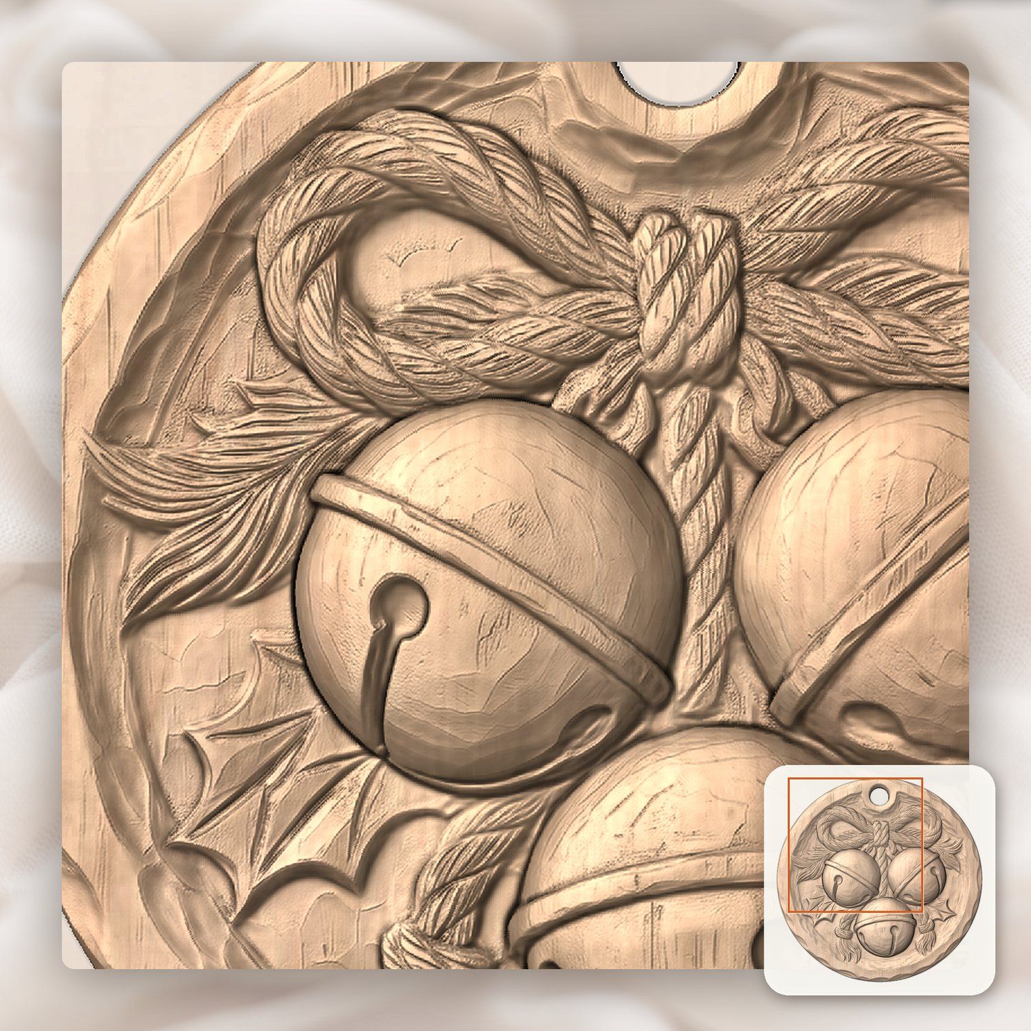 Jingle Bell Cluster Ornament CNC Relief STL bas-relief STL — view 9