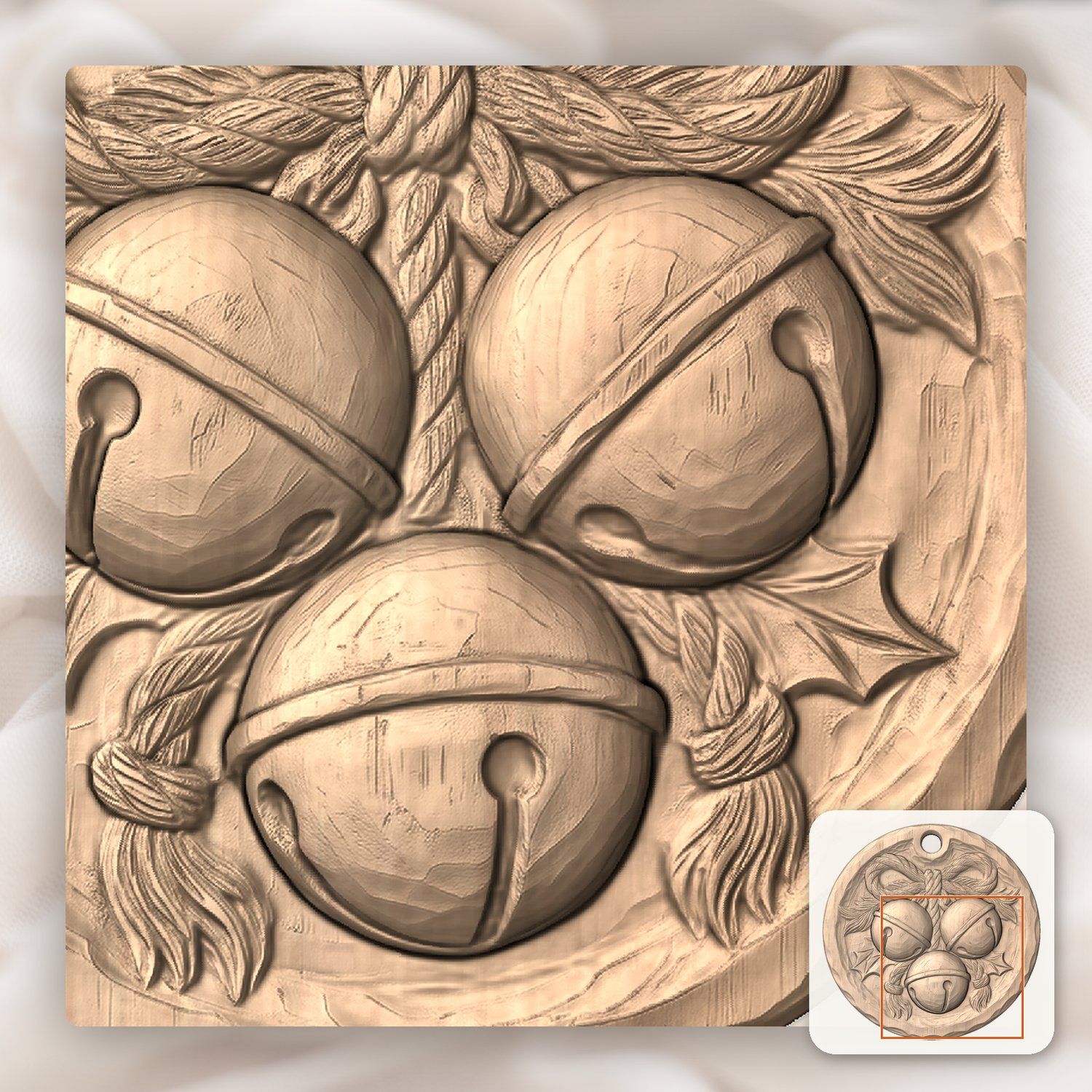Jingle Bell Cluster Ornament CNC Relief STL bas-relief STL — view 10