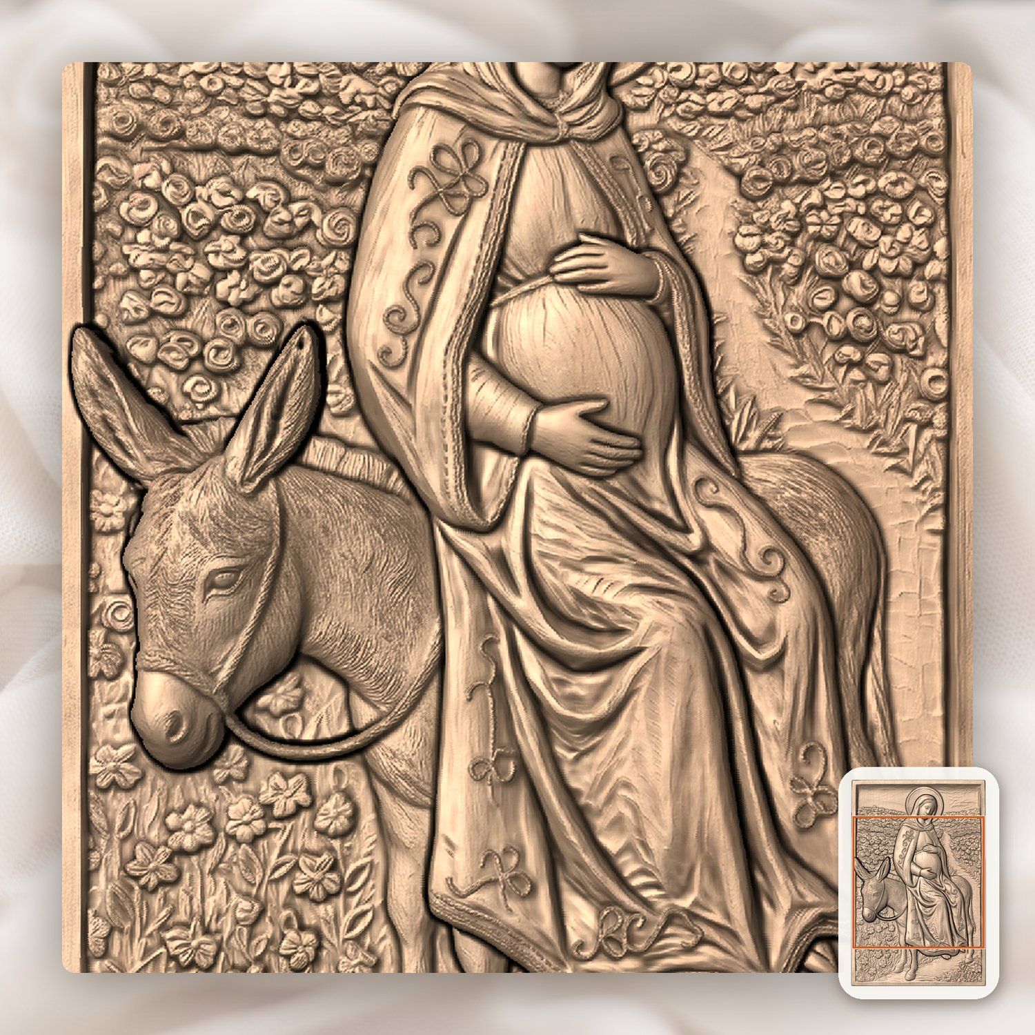 Journey to Bethlehem Mary CNC Relief STL bas-relief STL — view 6