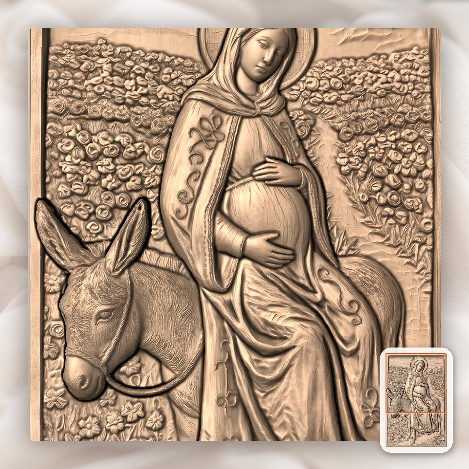 Journey to Bethlehem Mary CNC Relief STL bas-relief STL — view 7